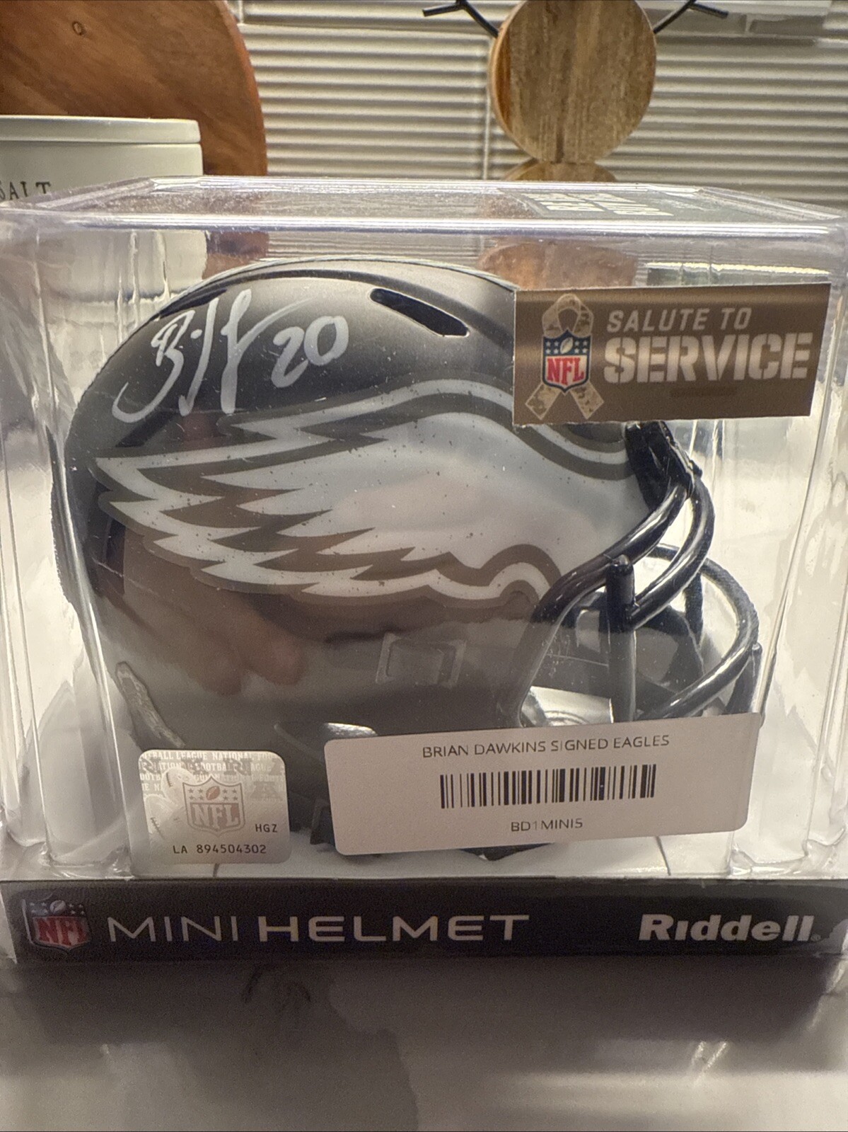 Brian Dawkins Signed Philadelphia Eagles 22 Salute Mini Helmet Beckett 43007