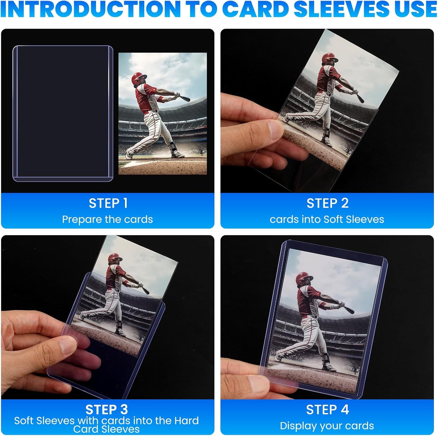 200 Card Sleeves Toploaders 3″x4″ Hard Plastic Baseball & Trading Card Protector