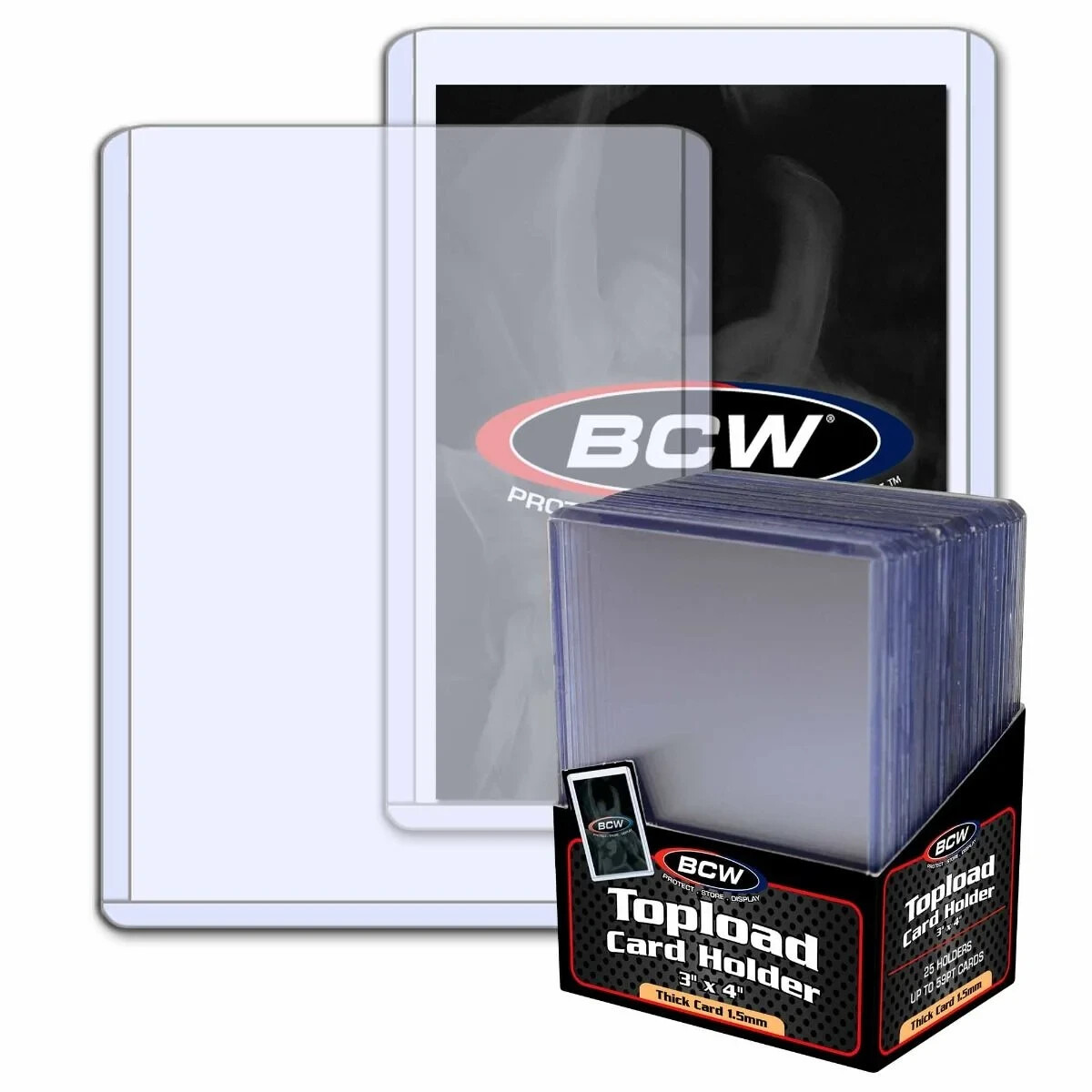BCW 59pt TopLoaders 4 Packs (25 count each) w/ 1 Pack Standard Card Soft Sleeves