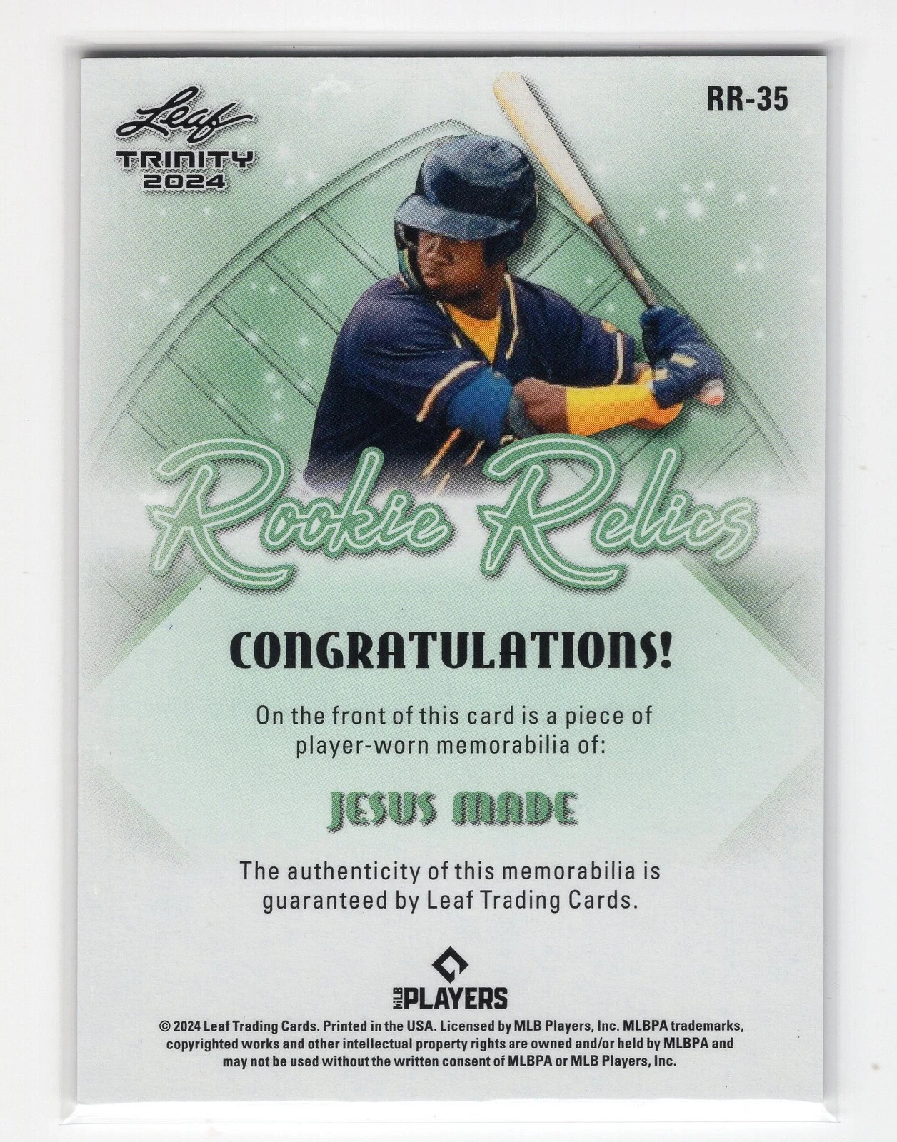 Jesus Made 2024 Leaf Trinity Mega Box #RR-35 Rookie Relics