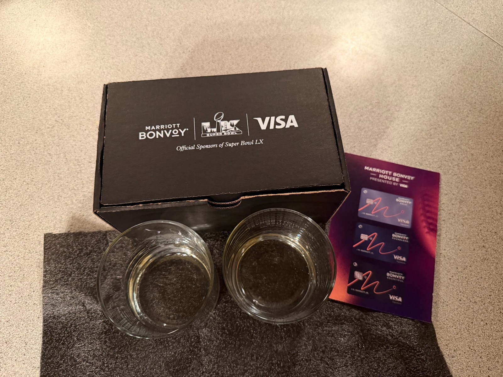 NFL Super Bowl LX 60 Tumbler Old Fashioned Cocktail Glass Marriott Bonvoy House