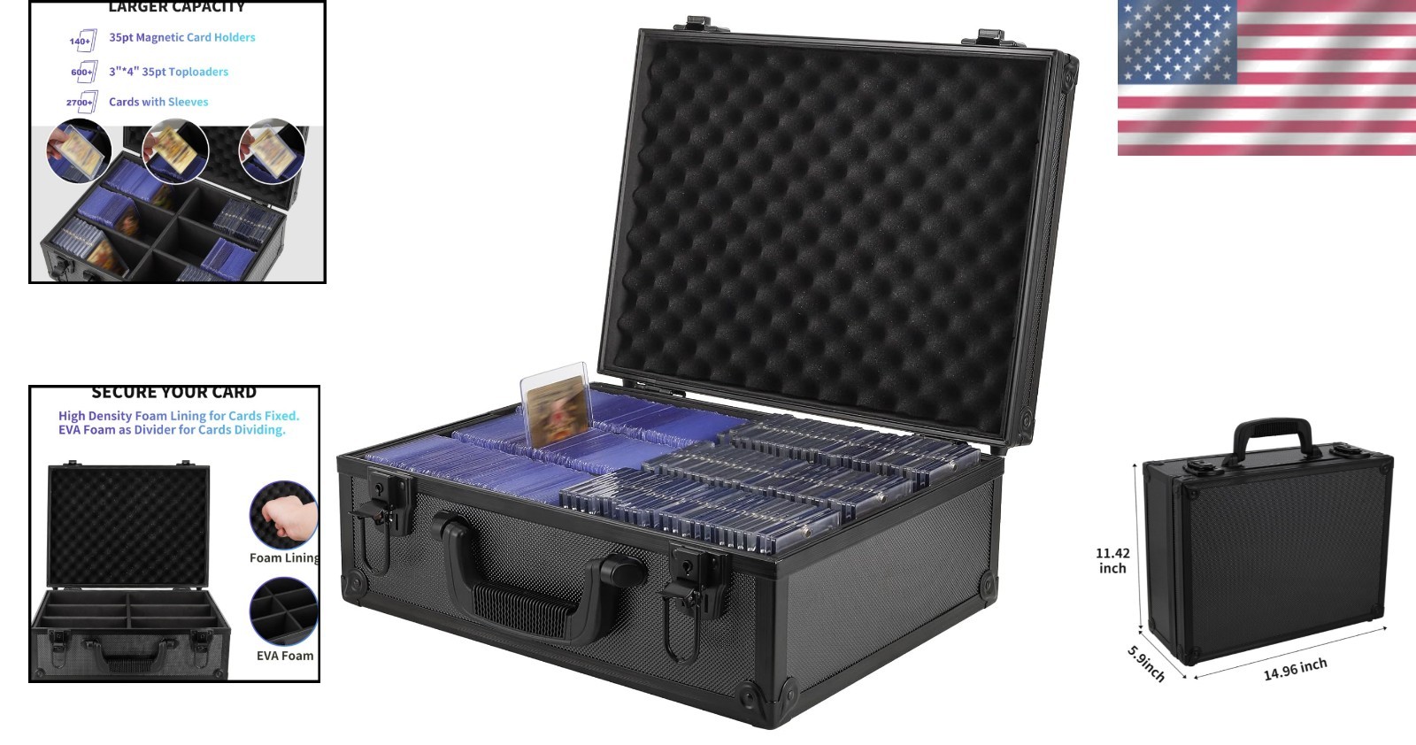 Toploader Card Storage Box for Trading Cards Holds 600+ for 3×4″ 35pt, Hard Case