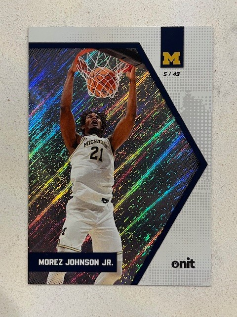 MOREZ JOHNSON JR. 2025-26 ONIT Michigan Basketball PLATINUM Holo #’d to /49 qty