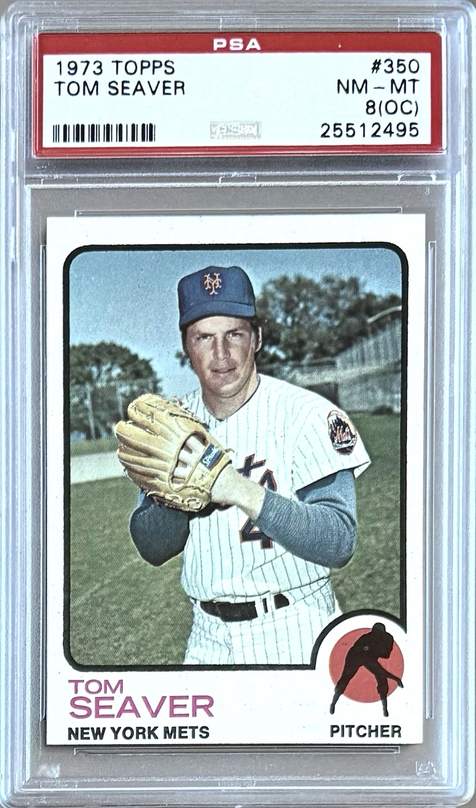 1973 TOPPS #350 TOM SEAVER HOF PSA 8 NM-MT OC METS