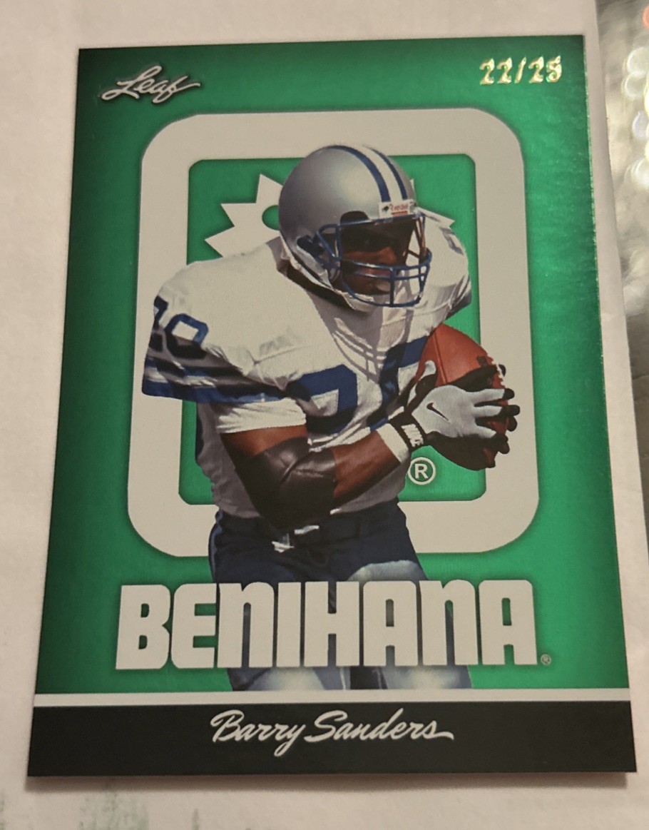 2026 Leaf Benihana Barry Sanders Green Parallel #’d 22/25