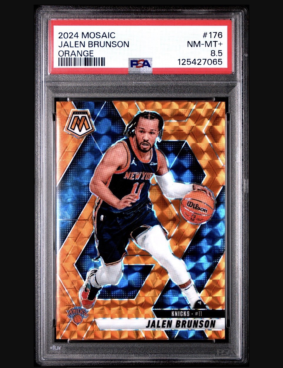 2024 POP 1⭐️JALEN BRUNSON #176?PANINI MOSAIC⭐️ORANGE/249 PSA 8.5⭐️3⬆️ KNICKS