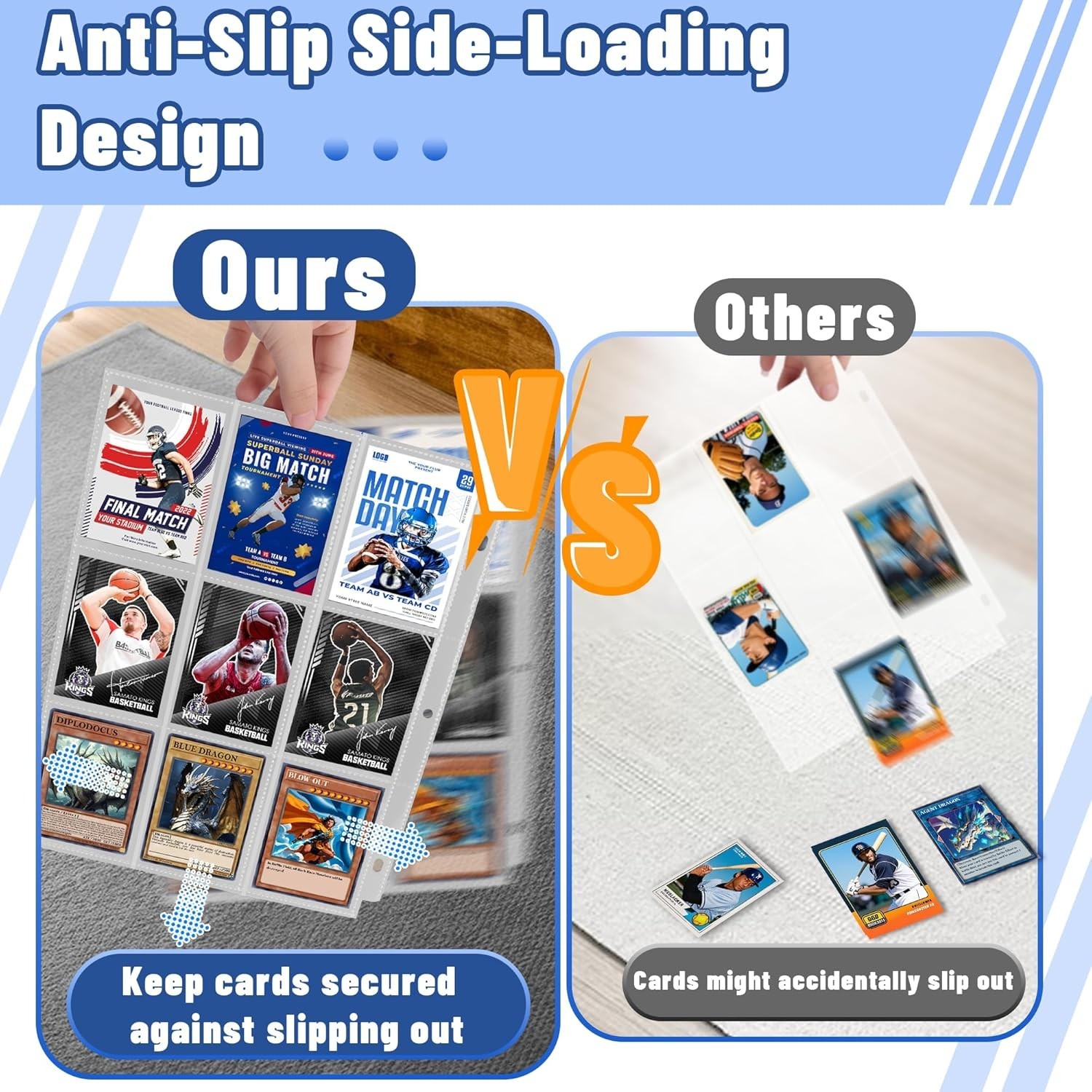 1800 Pockets Card Sleeves Binder Sheets, Double-Sided Trading Card Pages Sleeves