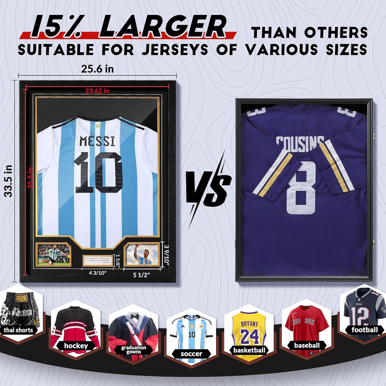 Jersey Frame Display Case, Large Clear Acrylic Shadow Box with UV Protection for