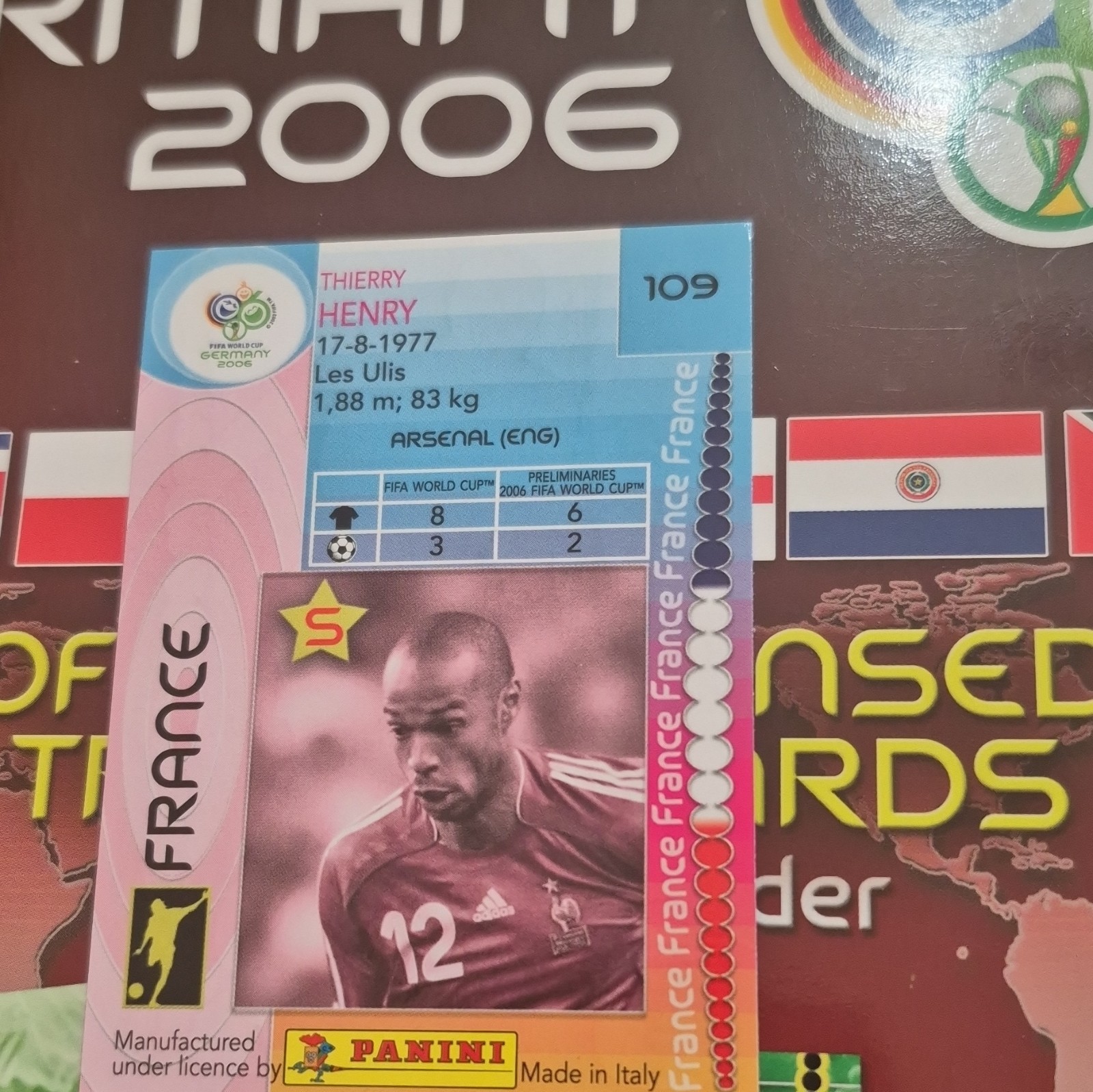 Panini FIFA World Cup Germany 2006 Soccer card #109 Thierry Henry Foil