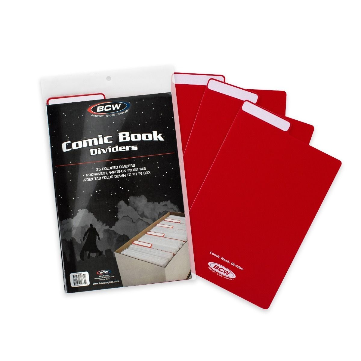 25 BCW Red Comic Book Plastic Dividers With Folding Write On Tab Free Shipping