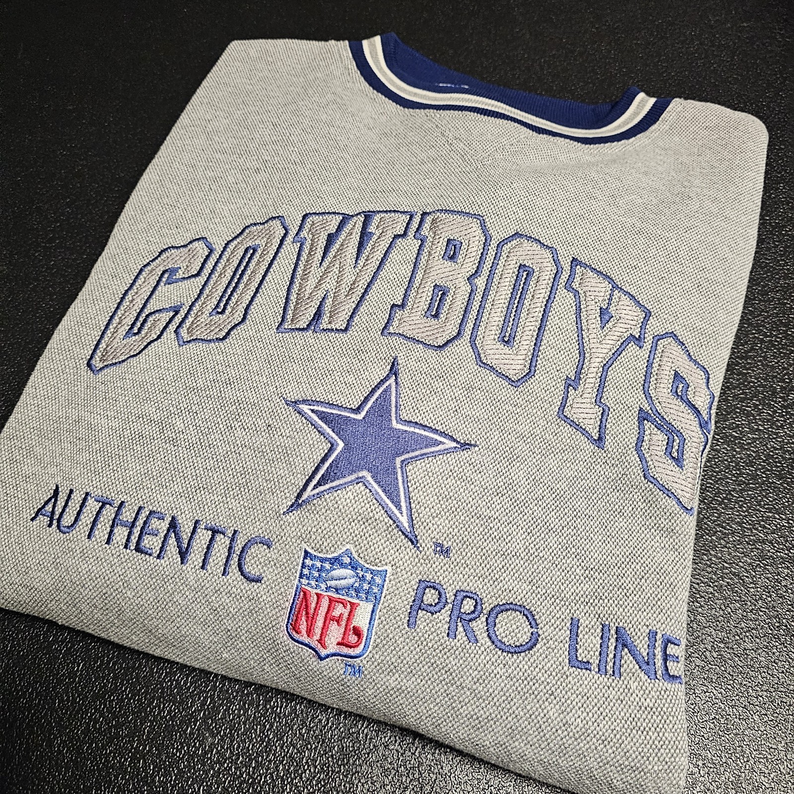 Dallas Cowboys Authentic NFL Pro Line Varsity Sweater Mens XL Embroidered VTG