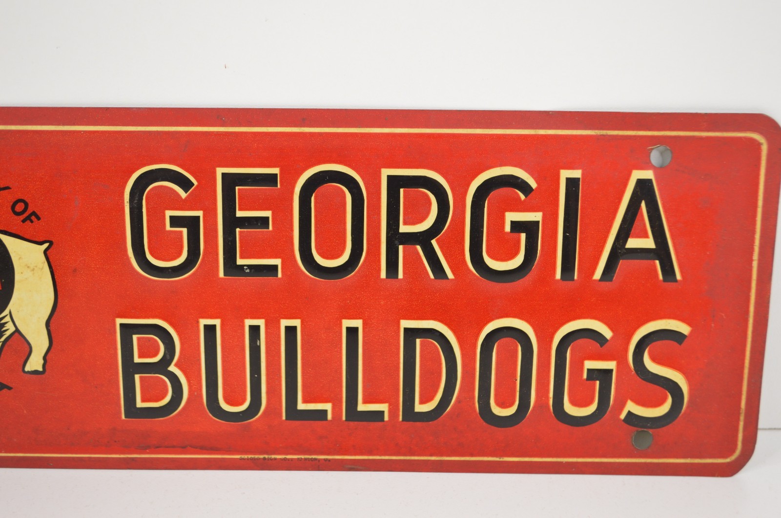 Vintage University of Georgia Bulldogs License Plate Scioto Sign Uga Eat Em Up