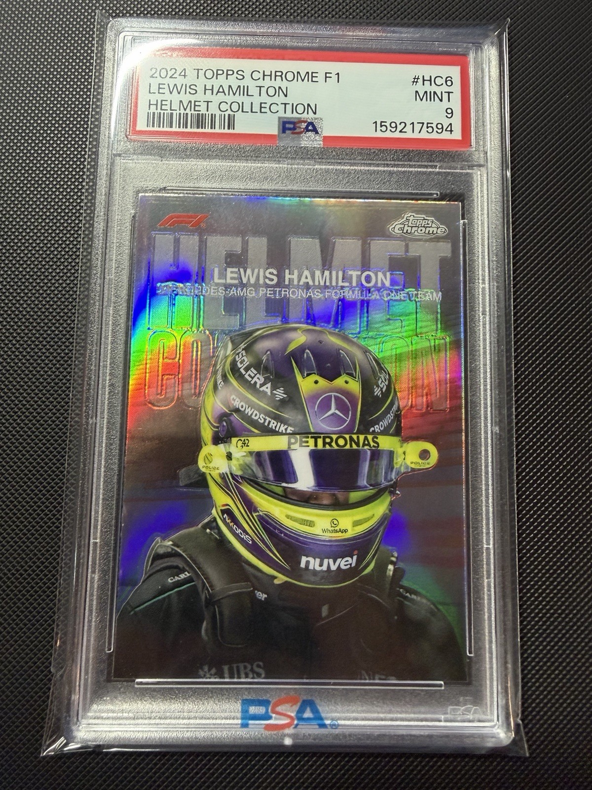 2024 TOPPS CHROME FORMULA 1 HELMET COLLECTION #HC6 LEWIS HAMILTON PSA 5 LOW POP