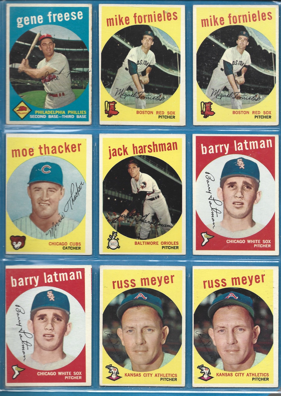 1959 Topps Baseball Common Players- Fill your set -Ex To Exmt – No Creases