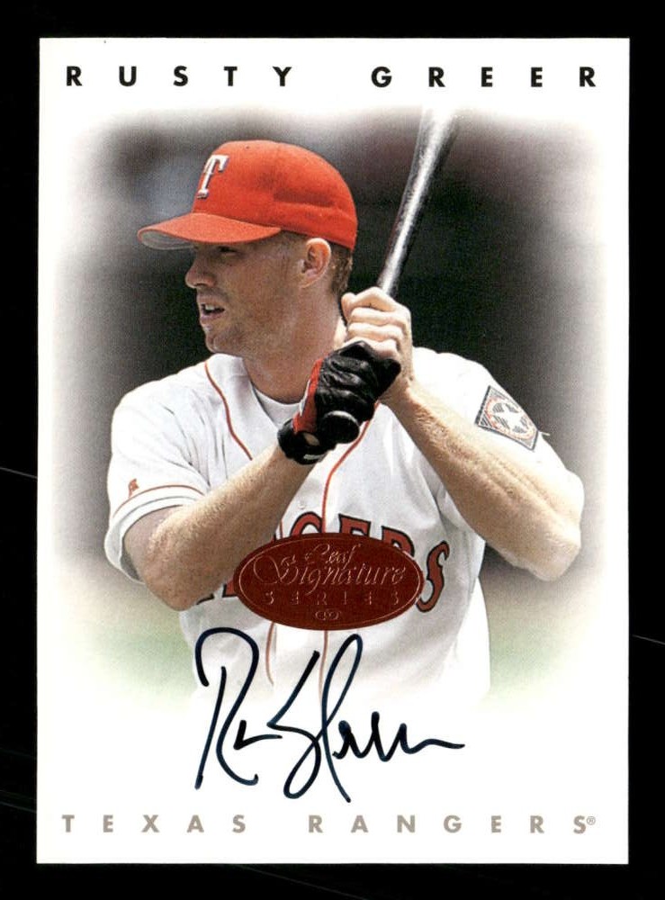 1996 Leaf Signature Series Rusty Greer #NNO Auto Bronze Auto Rangers TV2380