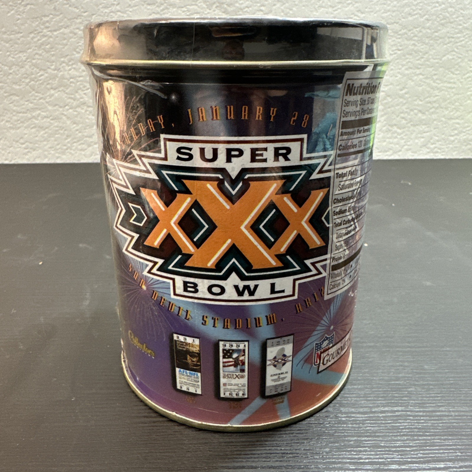 🏈 NFL Super Bowl XXX January 28 1996 Popcorn Tin Can – Cowboys Steelers – RARE