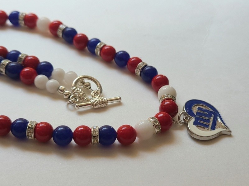 New York Football Necklace Giants Jade Gemstone Beads Free Shipping USA