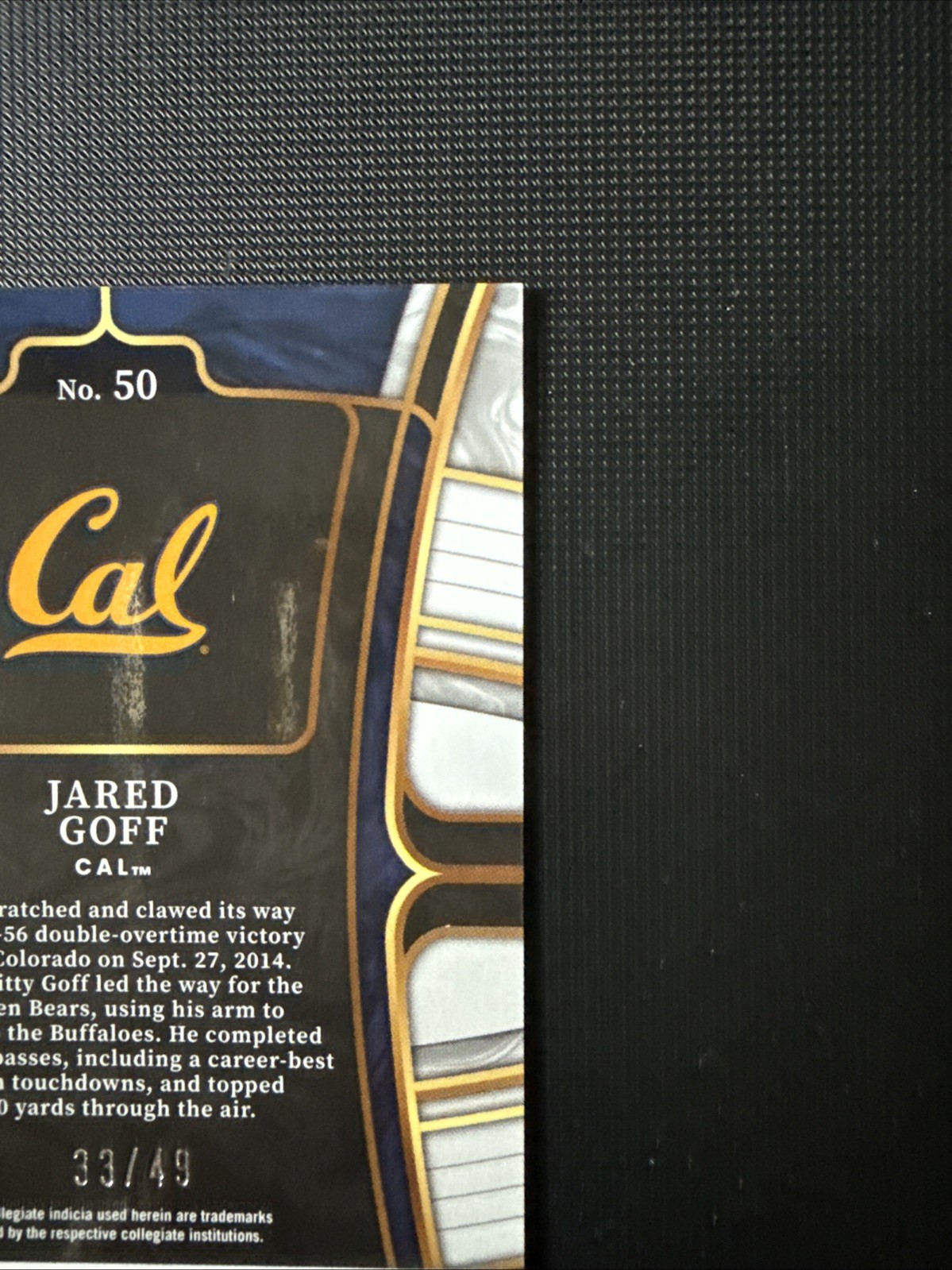 2023 Panini Select Draft Picks JARED GOFF Concourse U Cal Orange Prizm /49 MINT