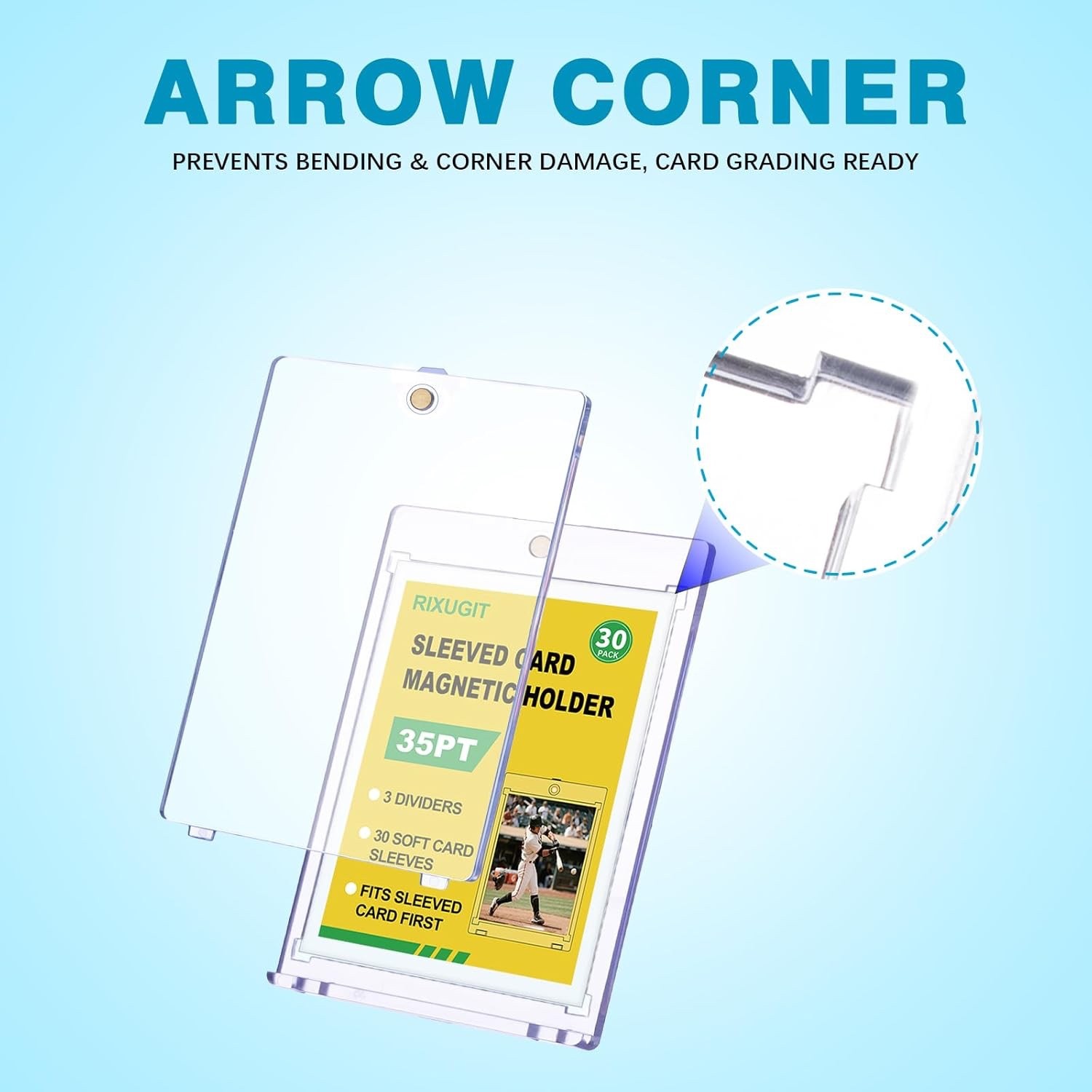 RIXUGIT 30-Pack Sleeved Card Magnetic Holders 4 Boxes- Total of 120 Holders