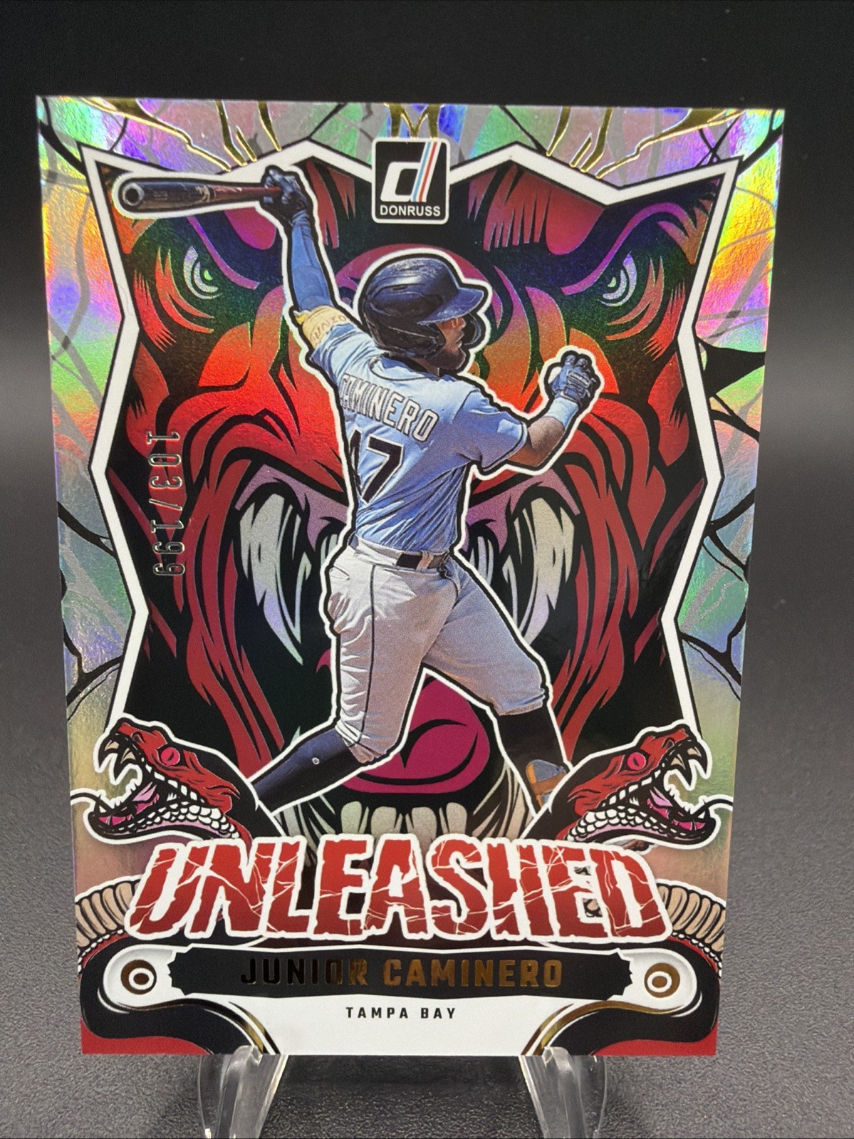 2024 Panini Donruss – Unleashed Junior Caminero #18 Holo /199 (RC)
