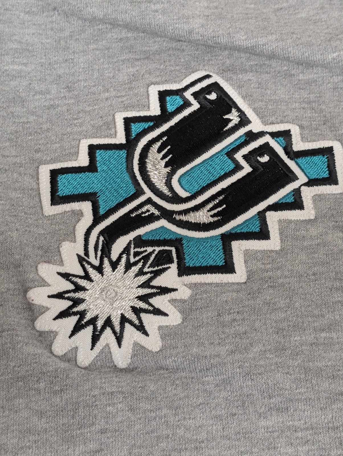 Vintage San Antonio Spurs Fiesta Logo Full Zip Hoodie Majestic XL Gray NBA