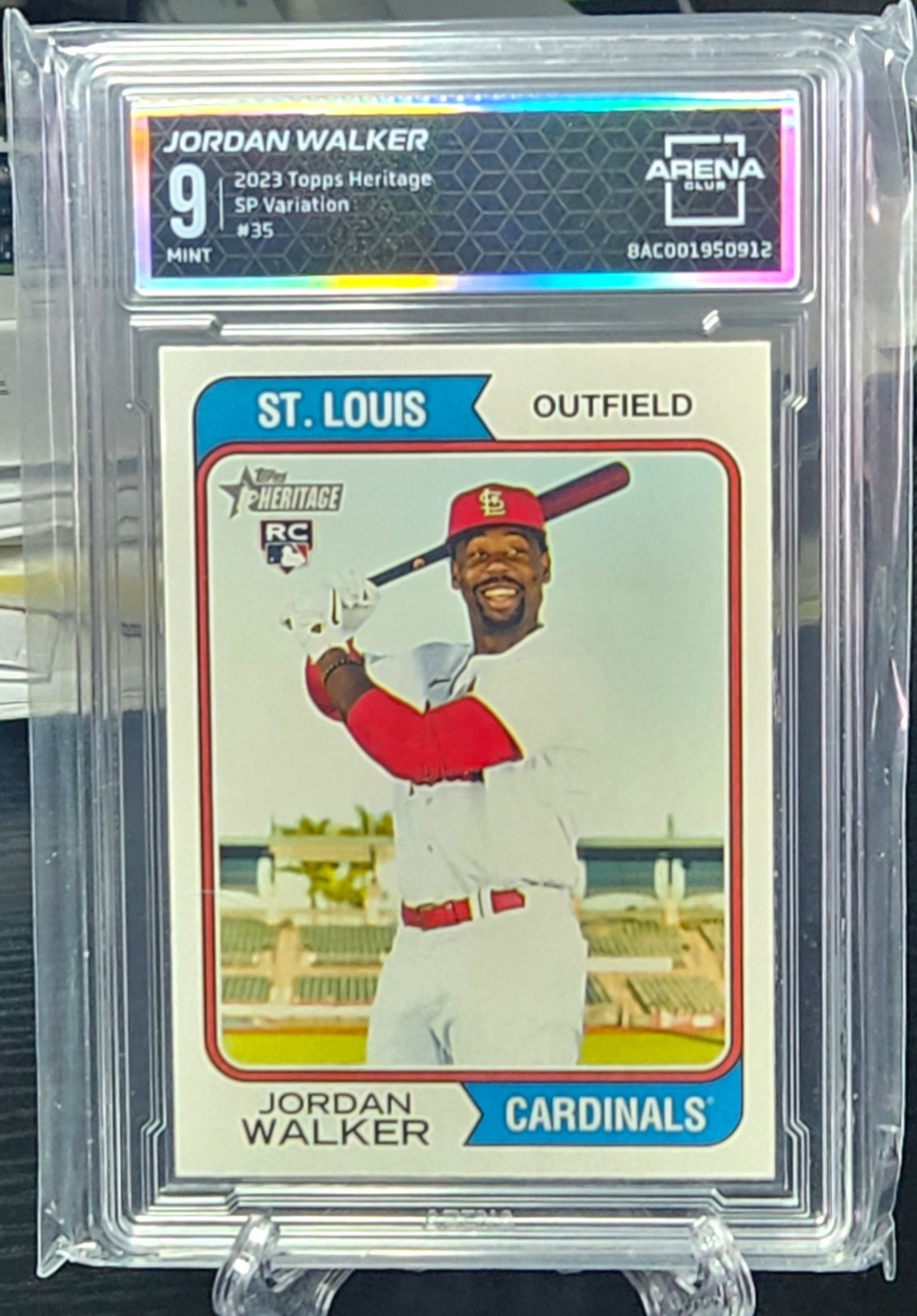 Jordan Walker – 2023 Topps Heritage Variation SP #35 Rookie RC AC graded 9 Mint