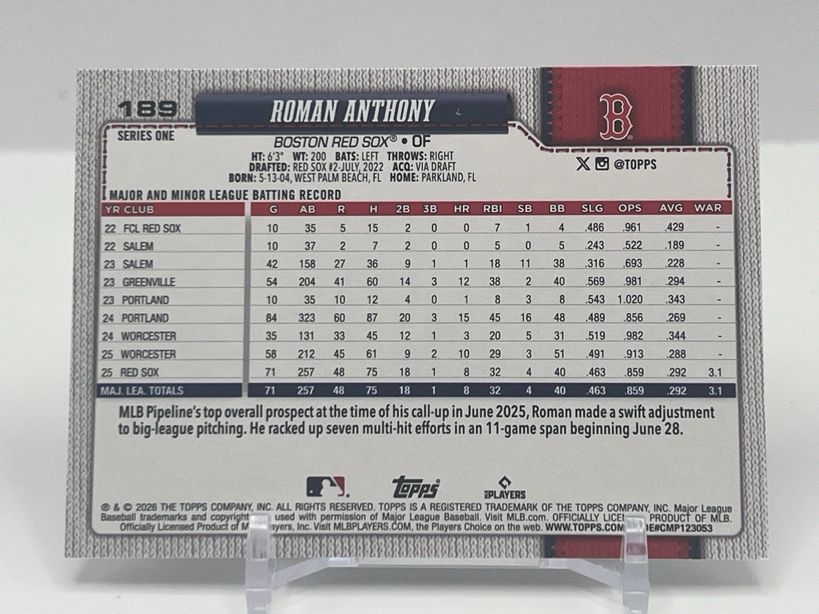 3-2026 Topps Series One MLB Cards Wood, Anthony&Holliday