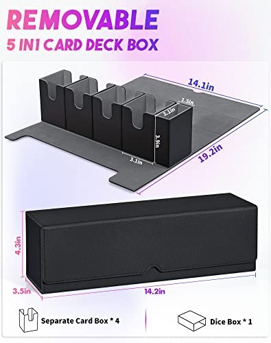 Card Deck Case 5 in 1 Holds 800 Unsleeved Cards Magnetic Closure Leather Dice