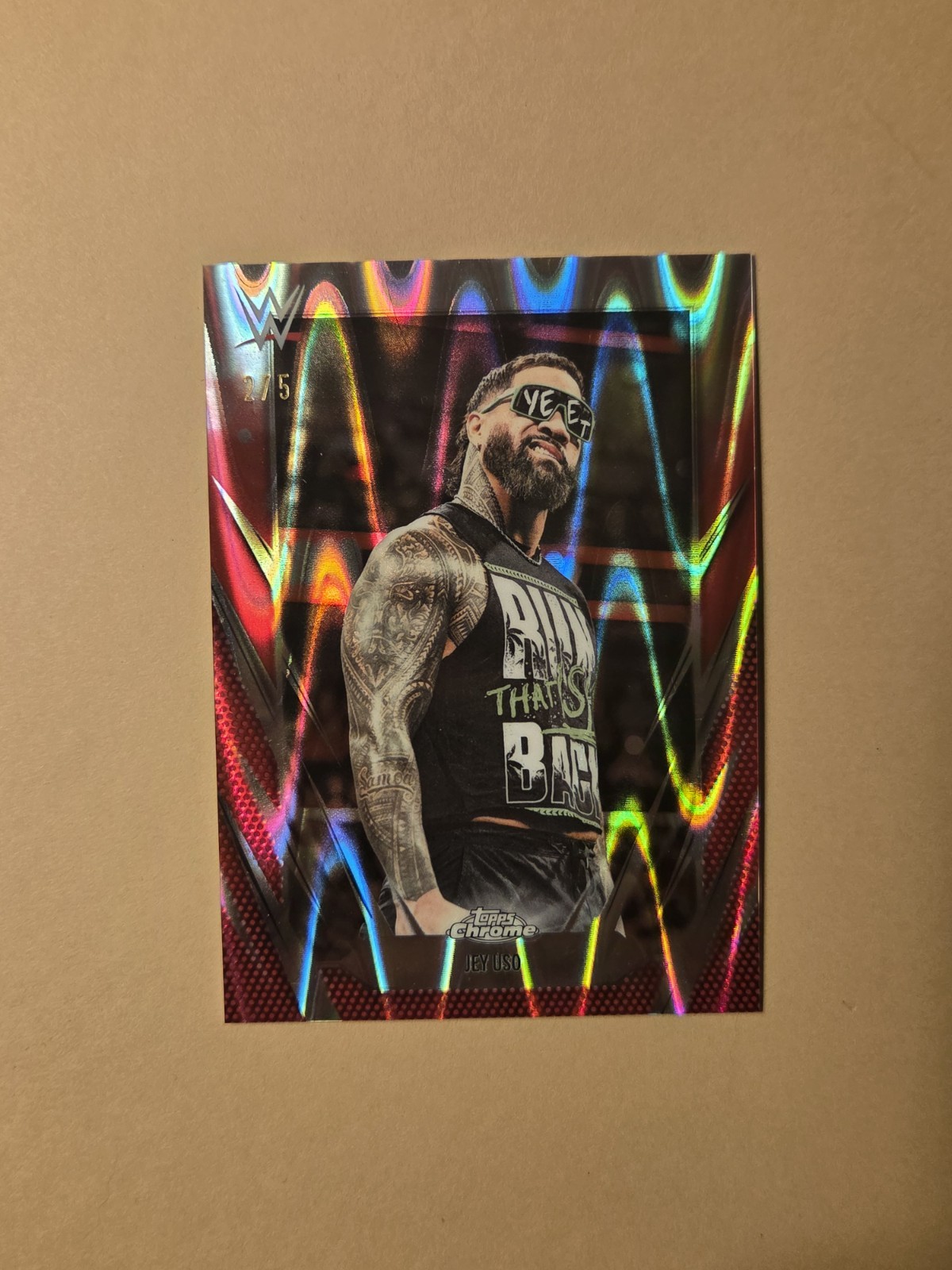 2026 Topps Chrome WWE Jey Uso Red RayWave /5 #83