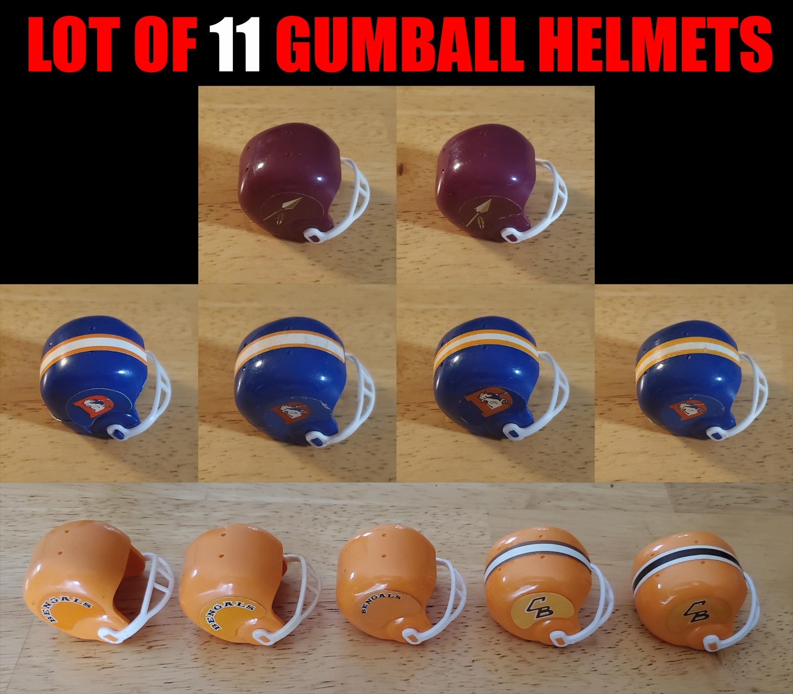 Lot of 11 gumball helmets, 10 OPI, 1 Hong Kong circa 1965-69 — FREE SHIPPING