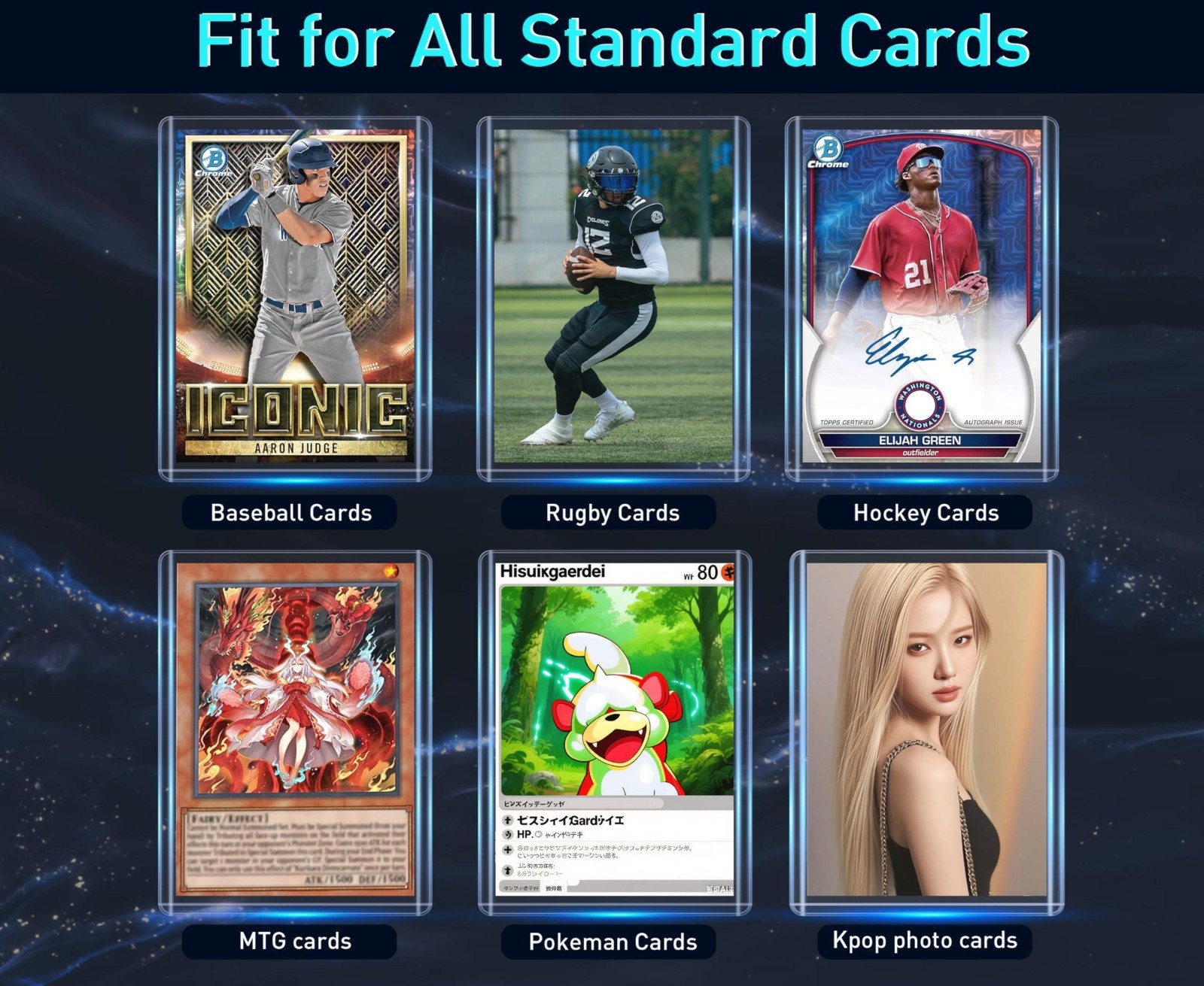 100 Ct Card Sleeves Top Loaders 3×4 – Hard Plastic Trading Baseball Cards Holder