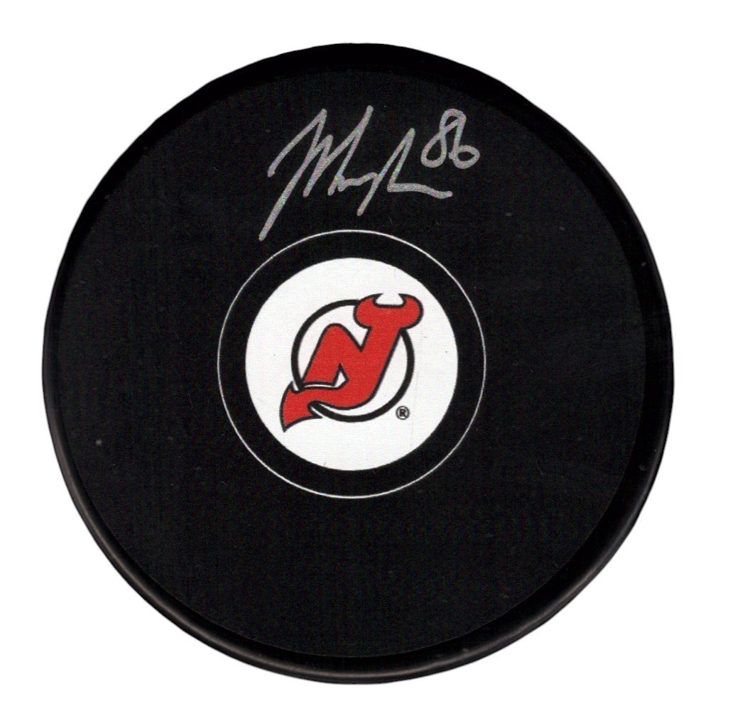 Jack Hughes Signed Autographed New Jersey Devils Logo Puck Fanatics COA