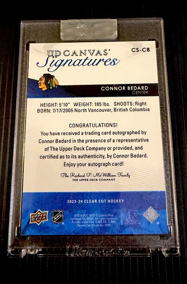 2023-24 Upper Deck Clear Cut Connor Bedard Rookie Auto UD Canvas Signatures 🔥