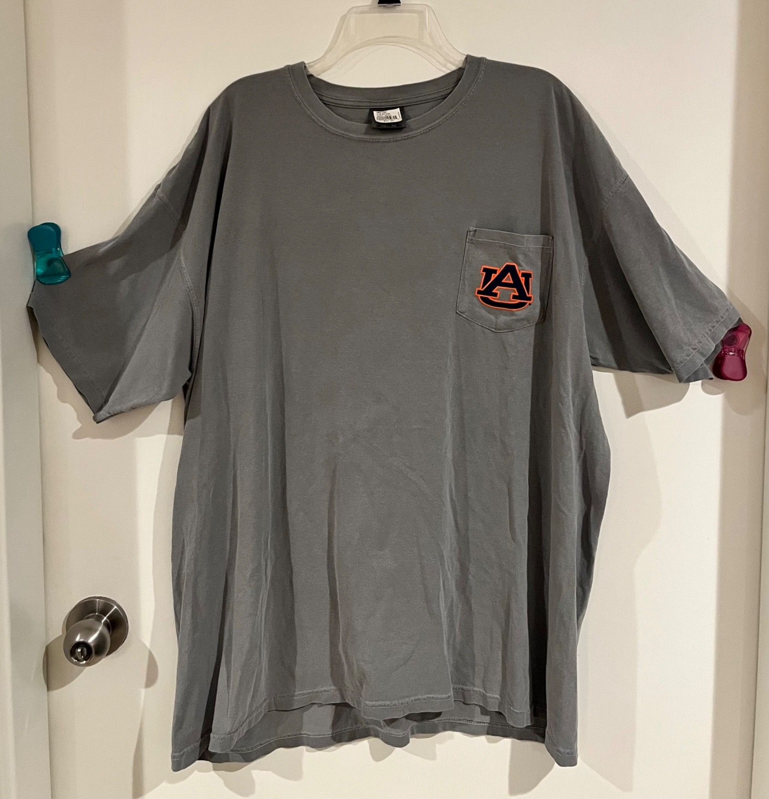Comfort Colors Auburn University War Eagle Pocket T-Shirt Grey Garment 2XL