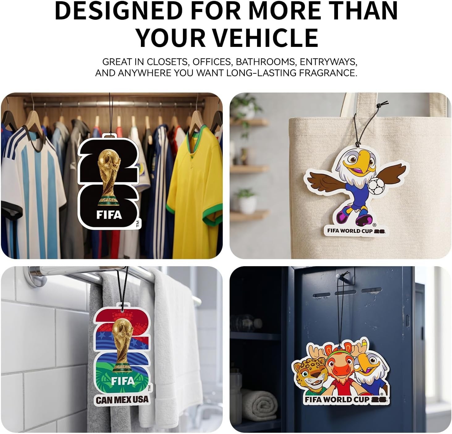 FIFA World Cup 2026 Official 3 Pack Car Air Freshener with Mascot Design.