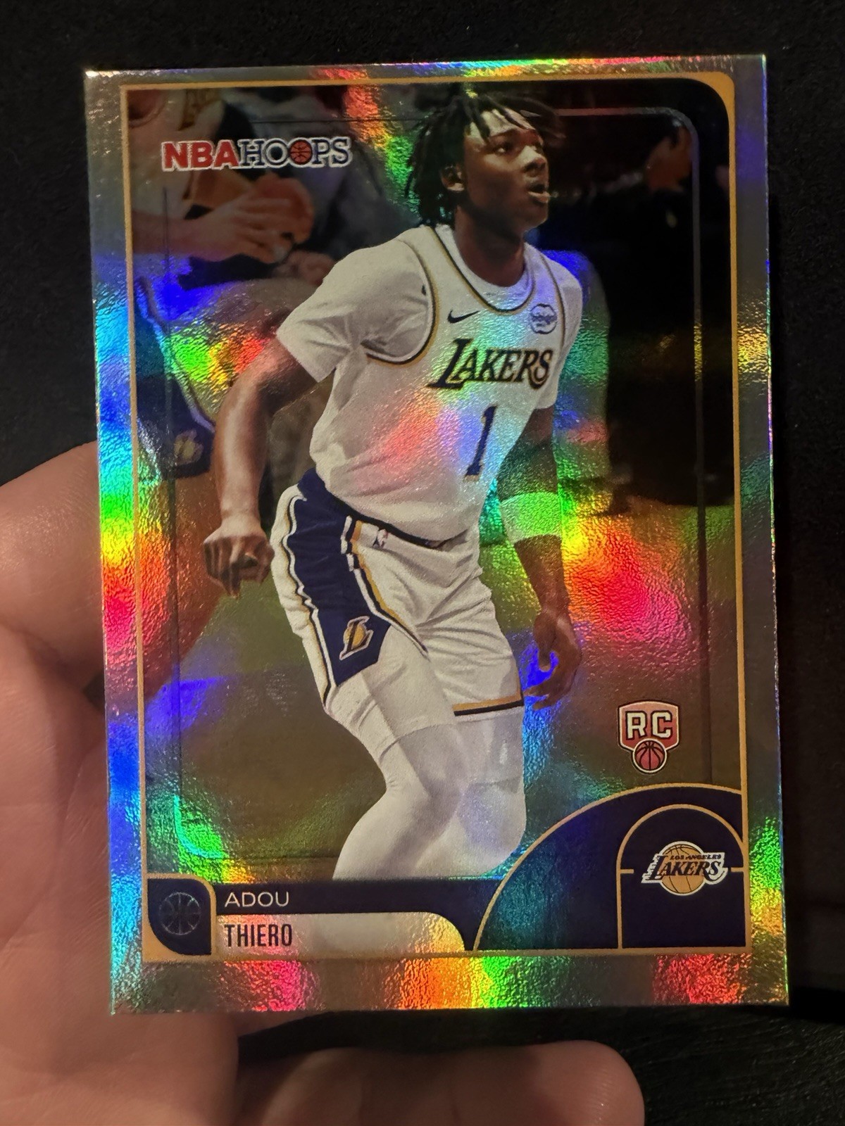 2025-26 Topps Hoops Adou Thiero #182 Rainbow Foil RC Lakers