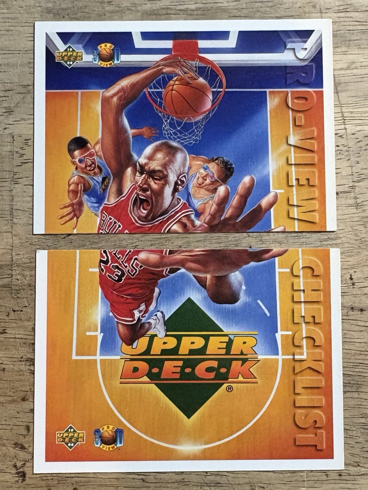 1993-94 Upper Deck Pro View 3d Checklist Michael Jordan 2 set card #109 & #110