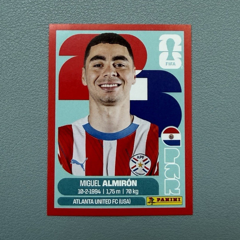 Panini FIFA World Cup Red 2026 Sticker Miguel Almirón Paraguay Non-Stuck