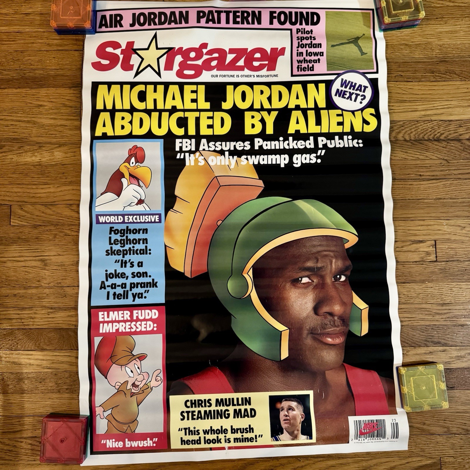 Original 1993 Nike Michael Jordan Stargazer Promo Poster #5341 Looney Tunes Rare