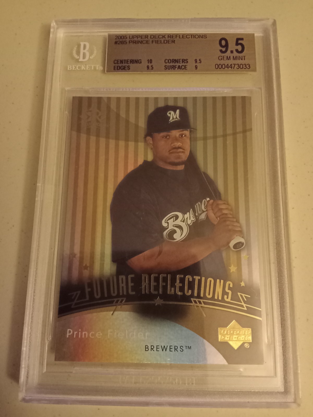 2005 Upper Deck Reflections Prince Fielder #265 Graded BGS 9.5 Gem Mint Rookie