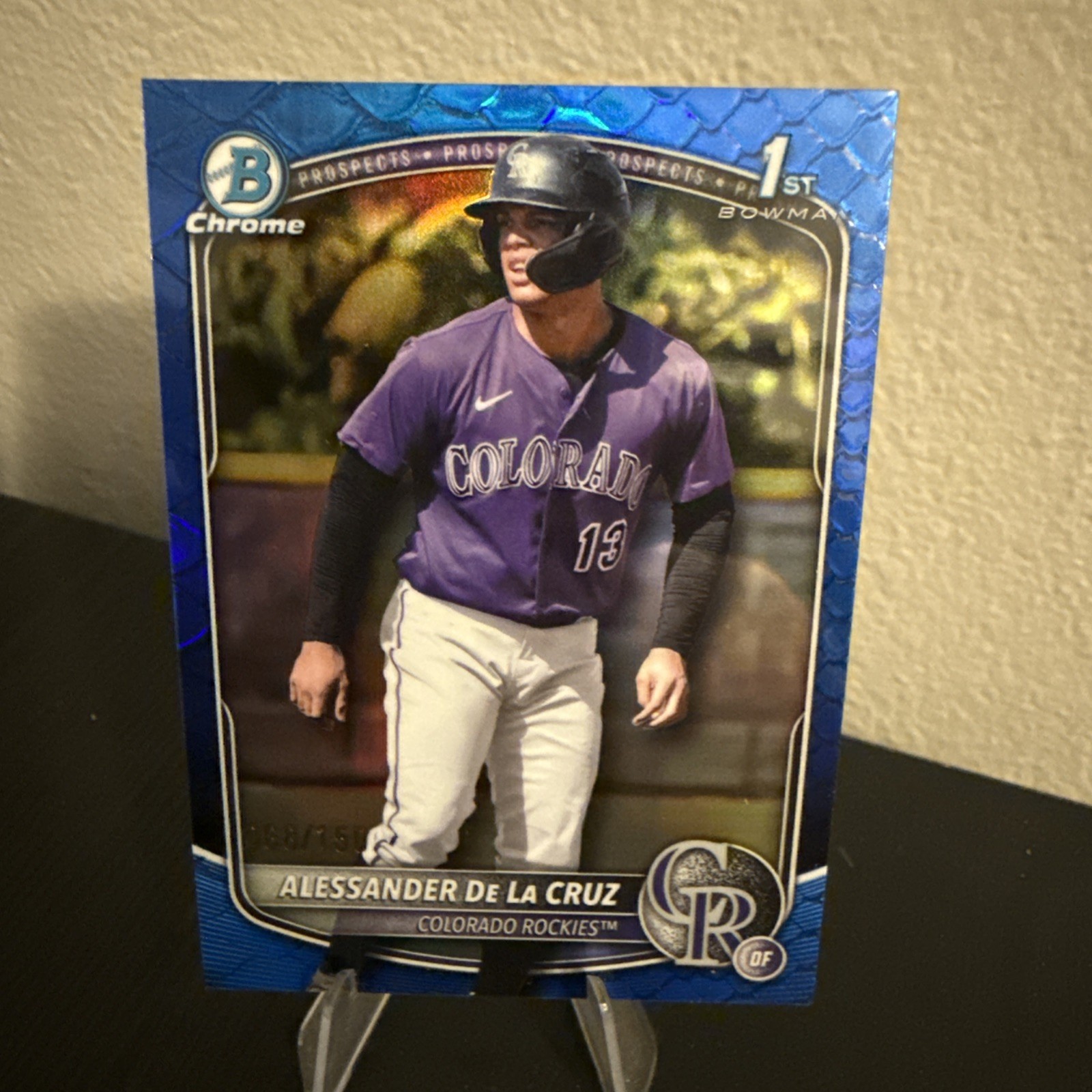 2025 Bowman Chrome 1st BLUE Reptilian /150 Refractor Alessander De La Cruz