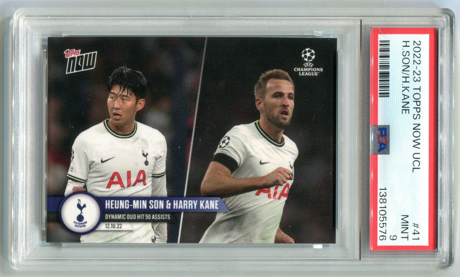 2022 Topps Now UCL #41 Son Heung Min & Harry Kane- PSA 9 MINT – Short Print /634