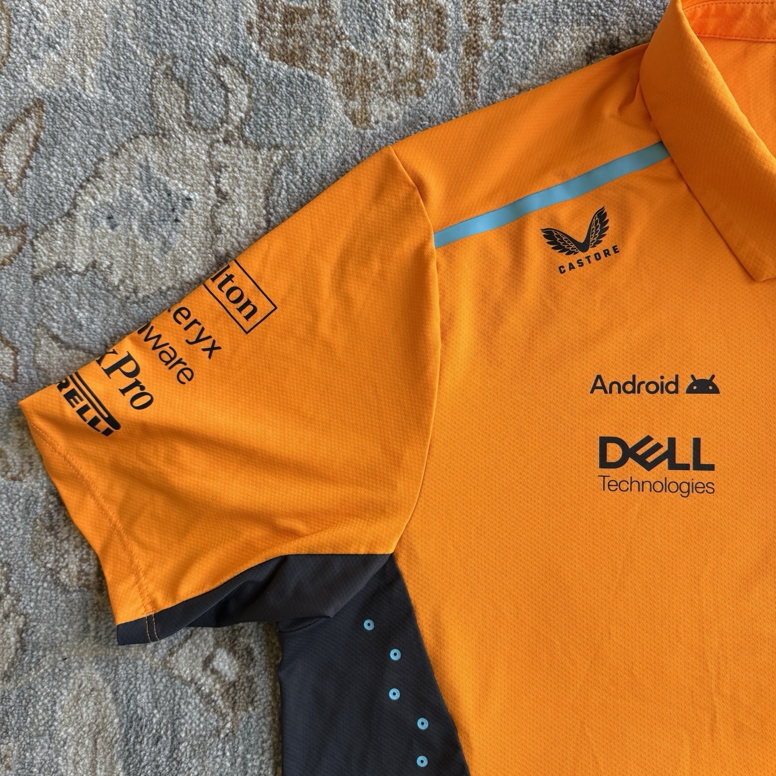 McLaren Formula 1 Team Shirt Mens 3XL Orange Castore Racing Polo F1 Uniform Top