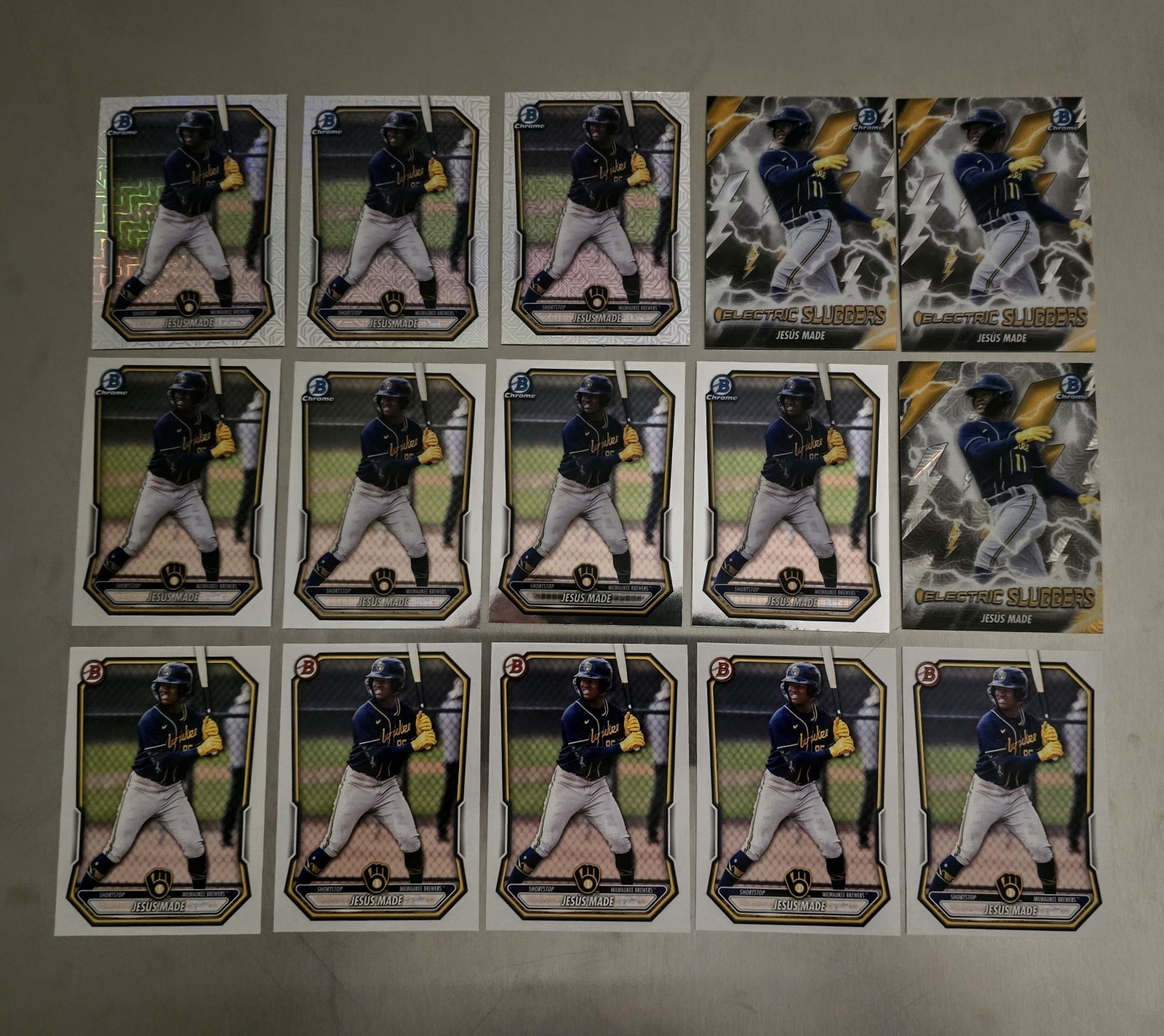 2026 Bowman Jesus Made Lot (1 5) Mojo, Elec Slug, Chrome, Paoer 🔥 Brewers
