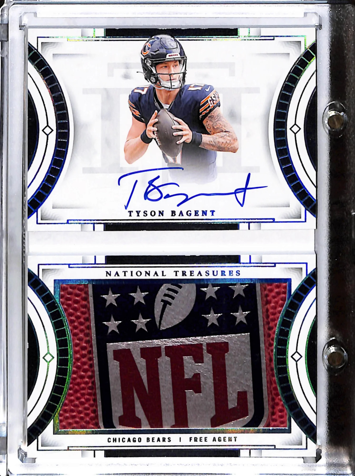 2023 National Treasures Jumbo Booklet Tyson Bagent /10 NFL Shield Patch Auto
