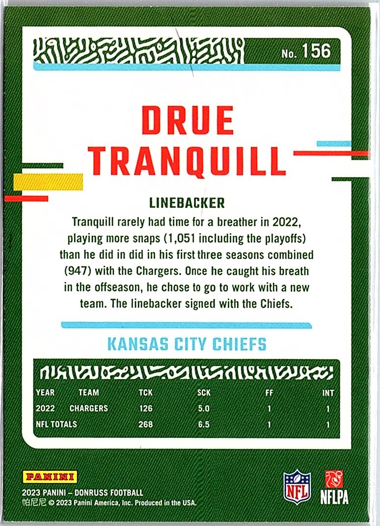2023 Donruss #156 Drue Tranquill Press Proof Yellow