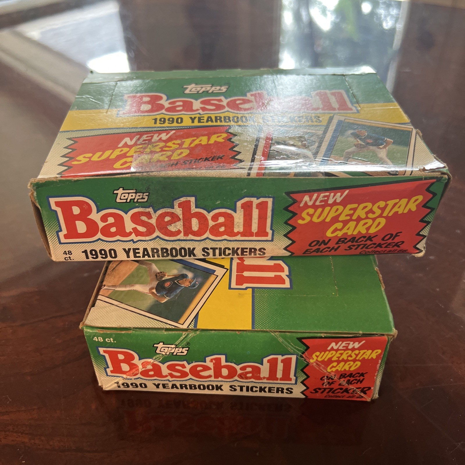 1990 & 1990 Tops Yearbook Sticker Boxes, 48 ct In Each Box
