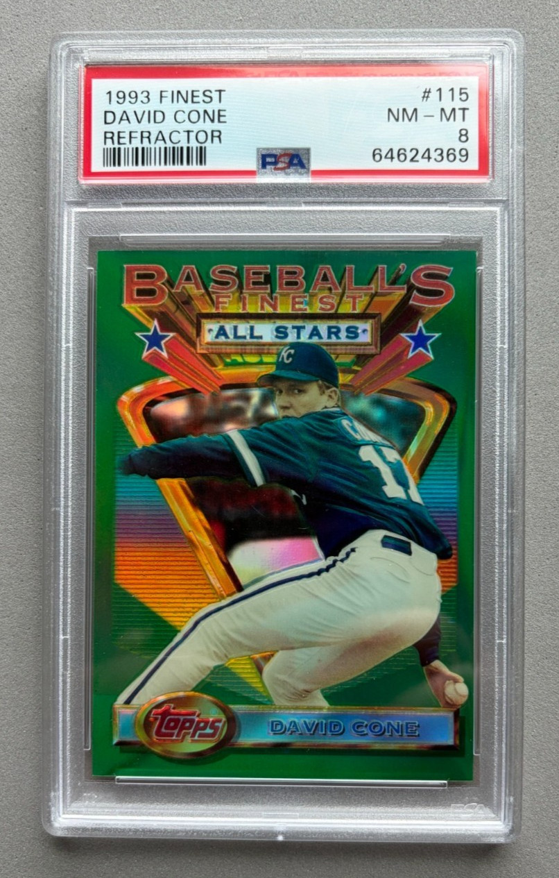 1993 Topps Finest Refractor #115 David Cone PSA 8 NM-MT Yankees Mets Blue Jays