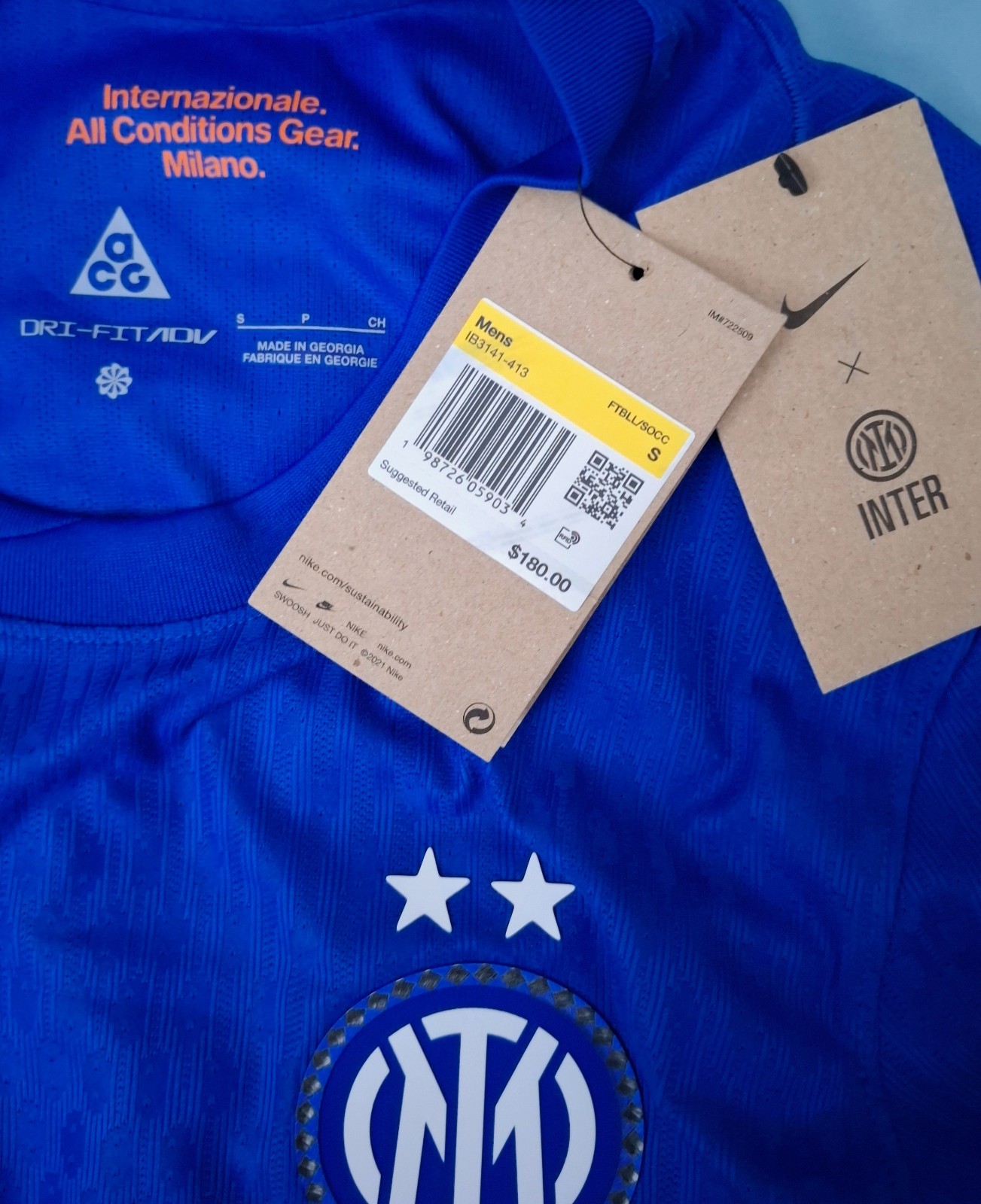 Nike, Men-S, Inter-Milan ACG DRI-FIT ADV soccer jersey, multi-colored. was $180
