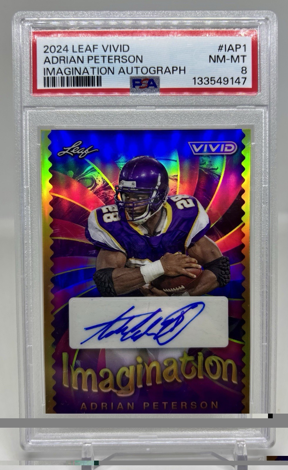 2024 LEAF VIVID IMAGINATION ADRIAN PETERSON AUTO SP 1/10 PSA POP 1 AUTOGRAPH